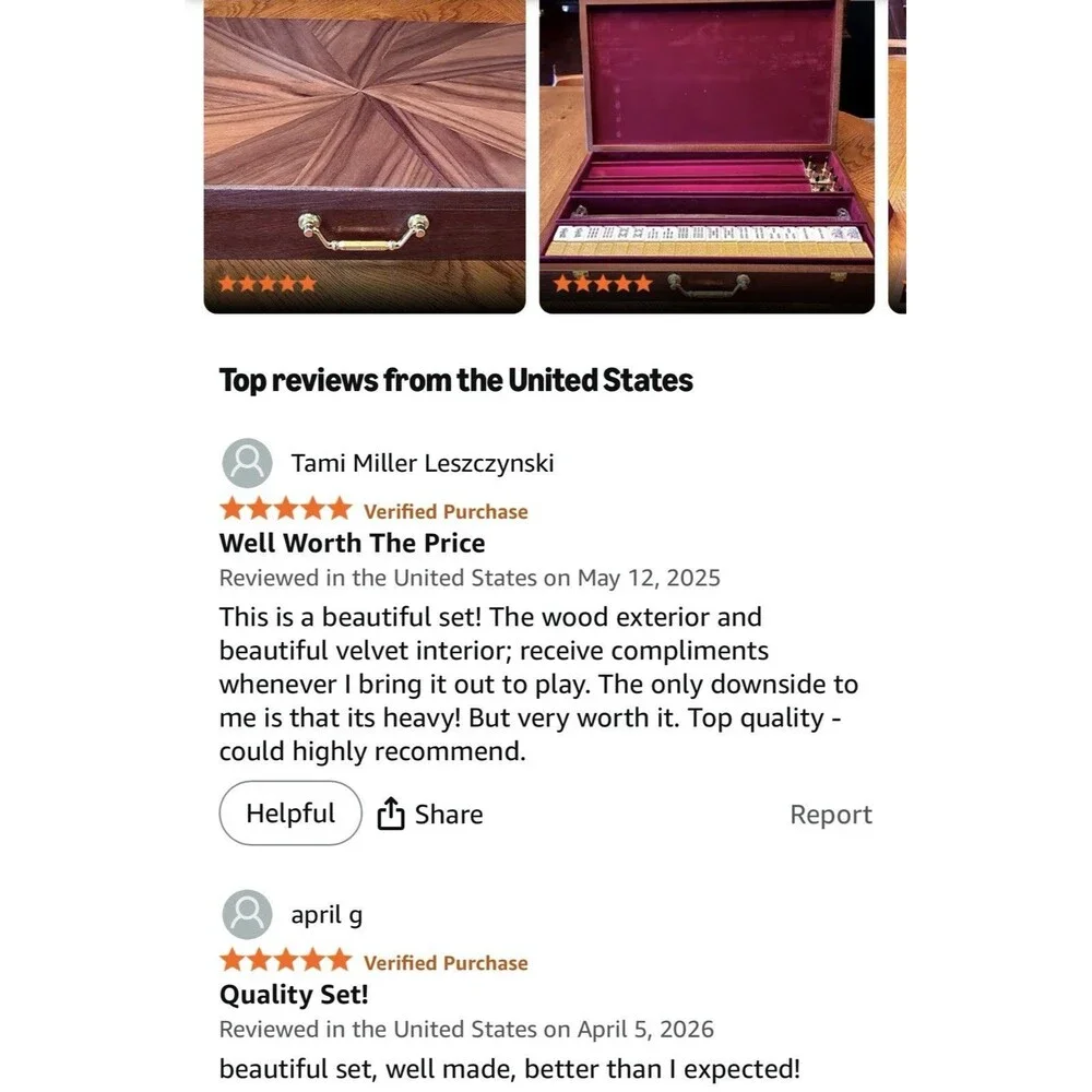 American Mahjong Set, Golden Fortune Wooden Case, Racks,Pushers(read Desc) USA